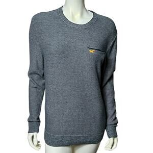 Hollister Striped Crew Neck Sweater Navy White Chest Pocket Medium Men's Casual